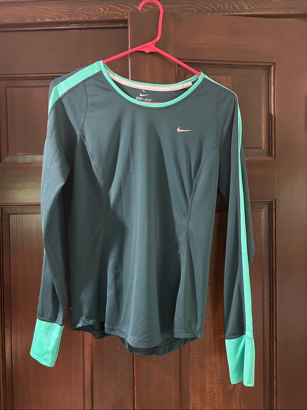 Nike Long Sleeve Dri-FIT Top in Dark Teal with Seafoam Accents